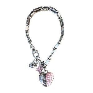 Brighton Power Of Pink Breast Cancer Bracelet Crystal Heart Charm